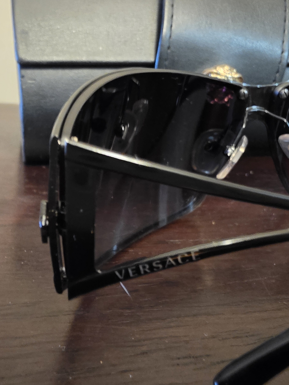 Versace Black Sunglasses with Gold Medusa Accent - Picture 3 of 6